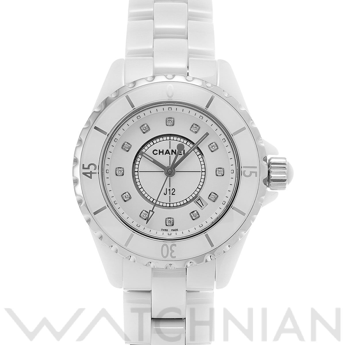 シャネル / CHANEL J12 33MM H1628 ホワイト/ダイヤモンド レディース 時計 【中古】【wristwatch】