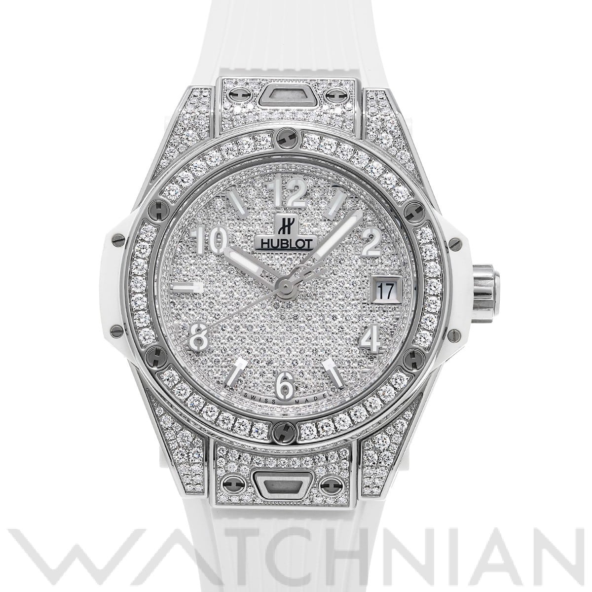 ウブロ ビッグバン ワンクリック スチール ホワイト フルパヴェ 465.SE.9010.RW.1604 パヴェダイヤモンド ユニセックス 時計 【中古】【wristwatch】