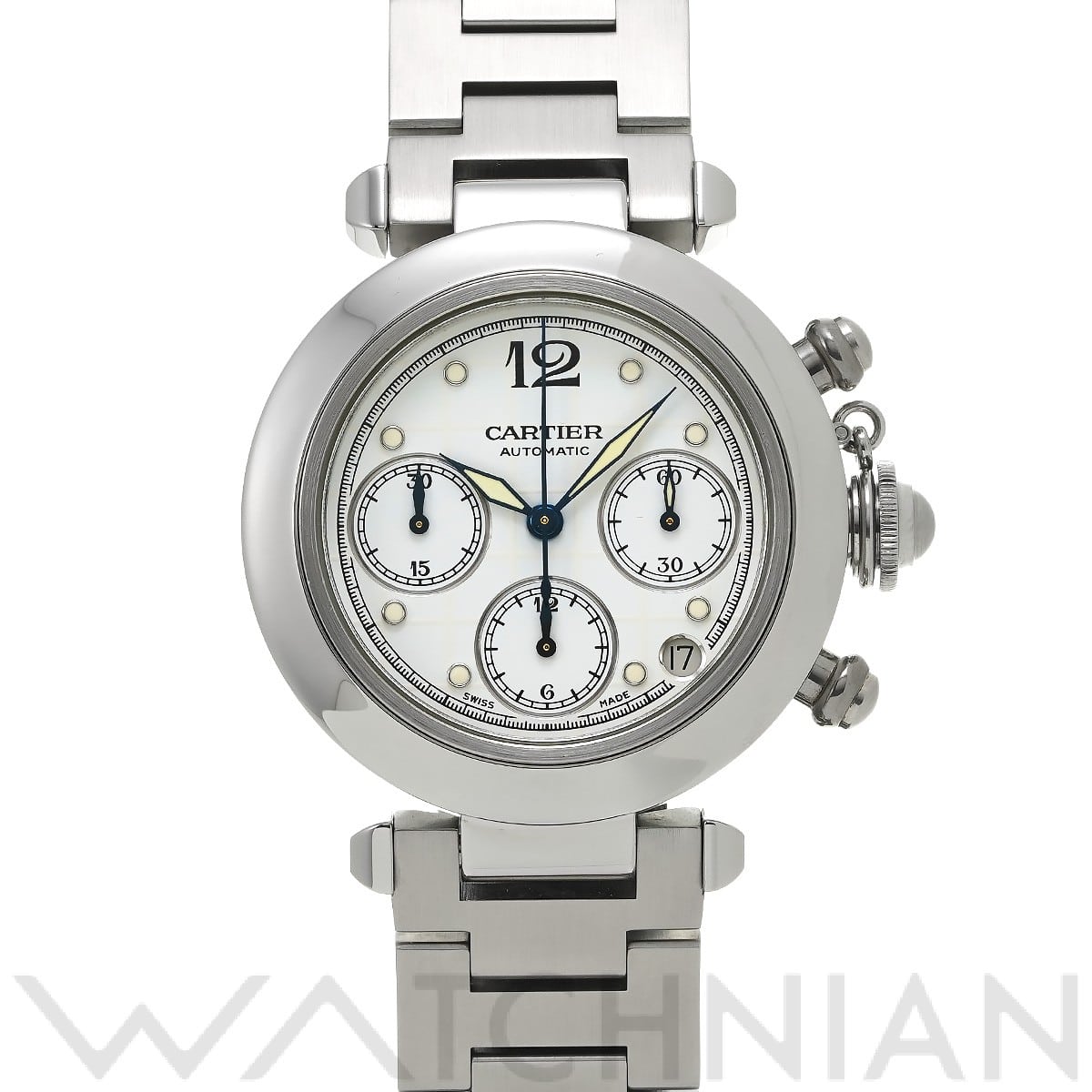カルティエ / CARTIER パシャC クロノグラフ W31039M7 ホワイト ユニセックス 時計 【中古】【wristwatch】