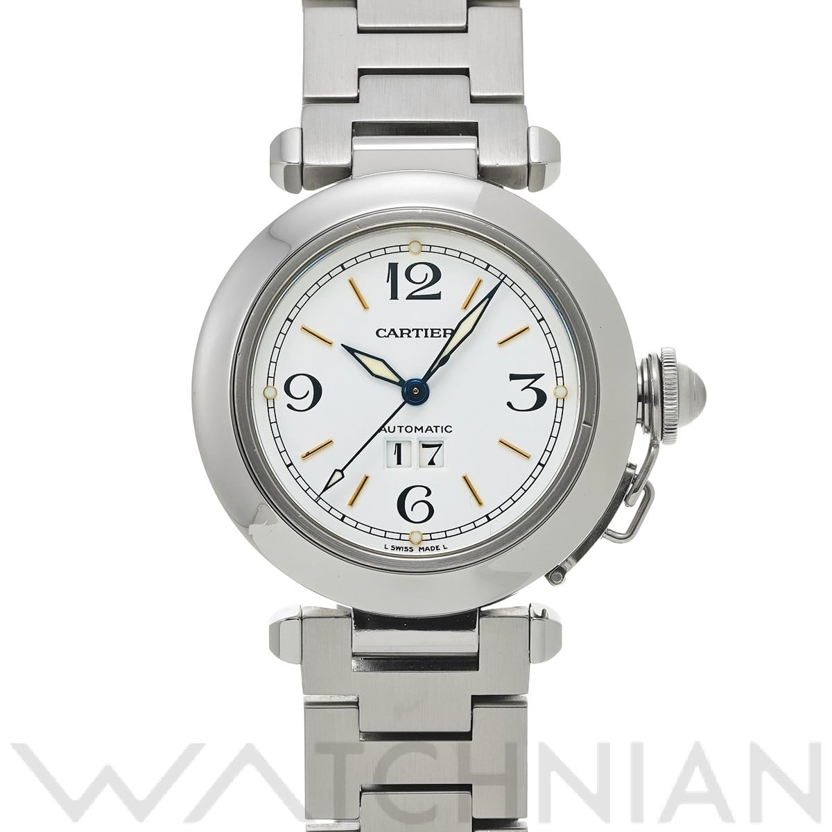 カルティエ / CARTIER パシャC ビッグデイト W31044M7 ホワイト ユニセックス 時計 【中古】【wristwatch】