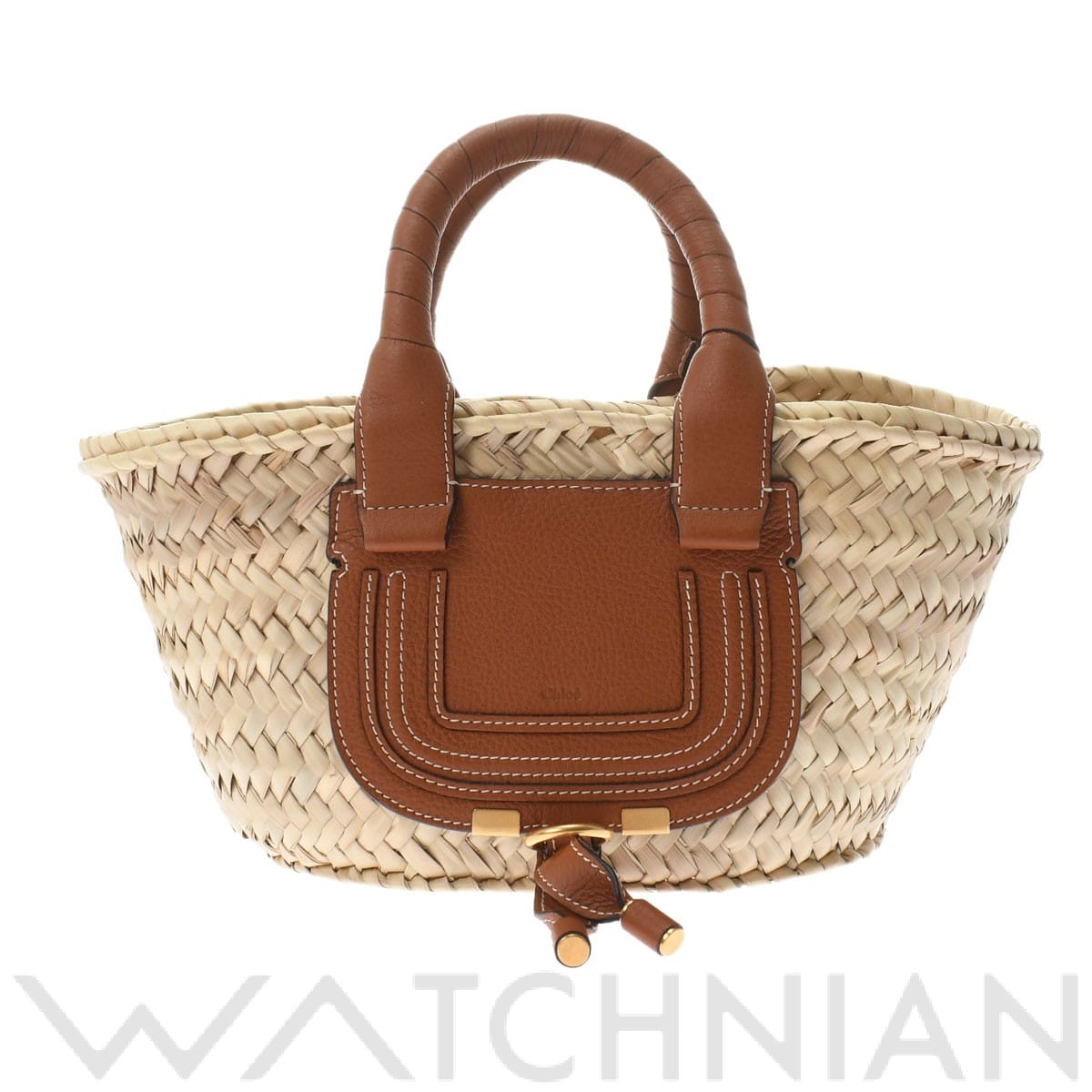 クロエ marcie ミニバスケット タン/ゴールド金具 CHC22AS732 I32 ラフィア/グレインドカーフ レディース バッグ 【未使用】【bag】