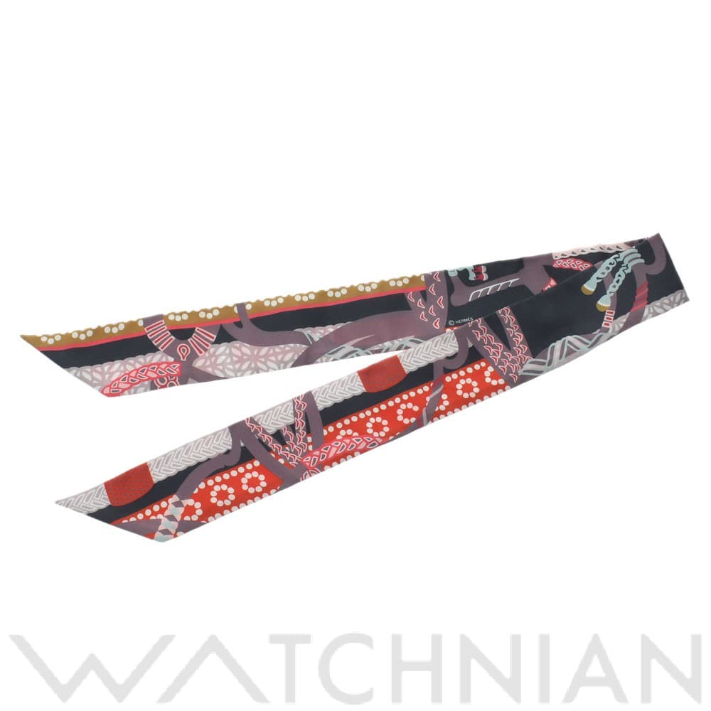 エルメス / HERMES ツイリー FANTAISIE D ETRIERS コライユ/アントラシート 063921S シルク100％ レディース 【新品】【other】