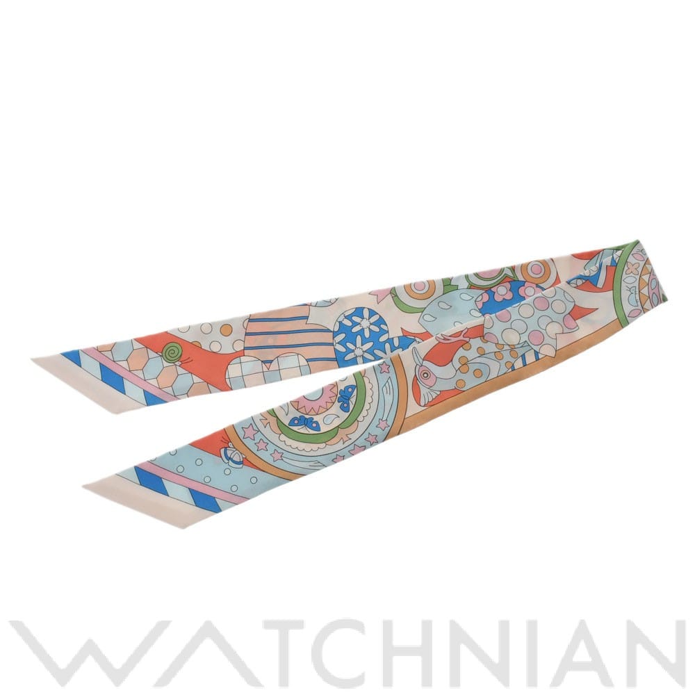 エルメス / HERMES ツイリー Les Murmures de la Foret ベージュローズ/ローズ/ブルー 063005S シルク100％ レディース 【新品】【other】