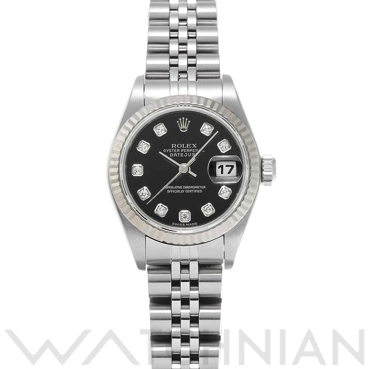 ロレックス デイトジャスト 79174G ブラック/ダイヤモンド レディース 時計 【中古】【wristwatch】