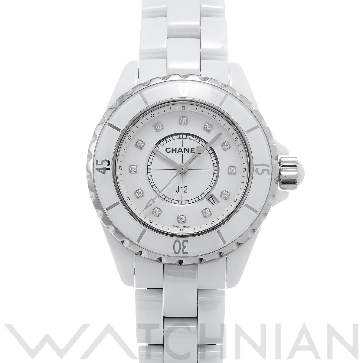 シャネル / CHANEL J12 33MM H1628 ホワイト/ダイヤモンド レディース 時計 【中古】【wristwatch】