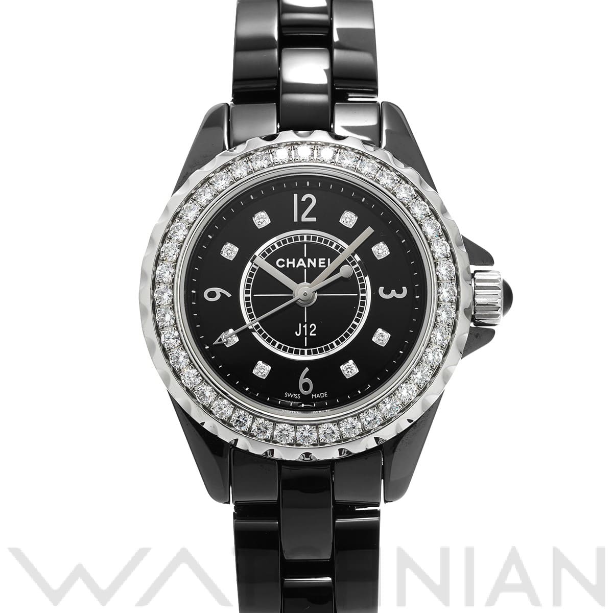シャネル / CHANEL J12 29MM H2571 ブラックラッカー/ダイヤモンド レディース 時計 【中古】【wristwatch】