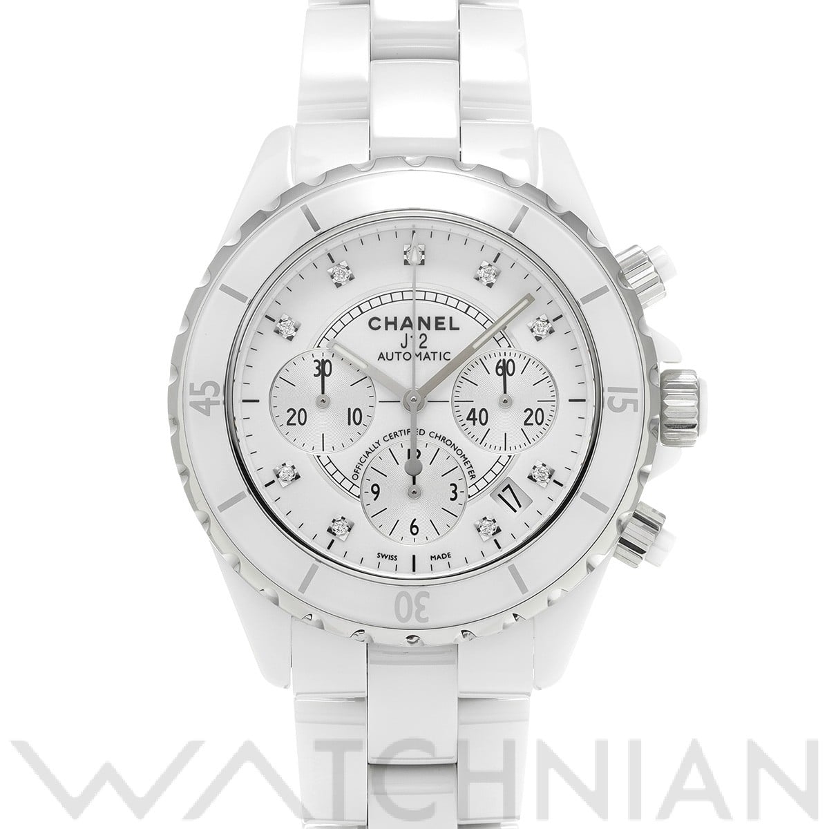 シャネル / CHANEL J12 クロノグラフ 41MM H2009 ホワイトラッカー/シルバー/ダイヤモンド メンズ 時計 【中古】【wristwatch】