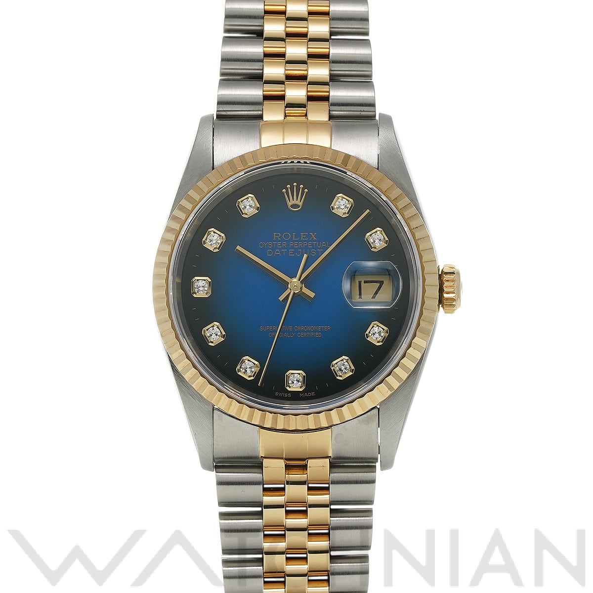 ロレックス デイトジャスト 16233G ブルー・グラデーション/ダイヤモンド メンズ 時計 【中古】【wristwatch】