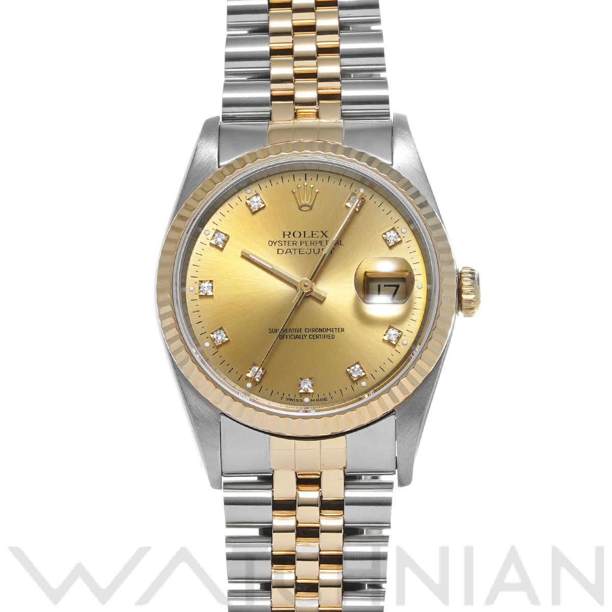 ロレックス デイトジャスト 16233G シャンパン/ダイヤモンド メンズ 時計 【中古】【wristwatch】