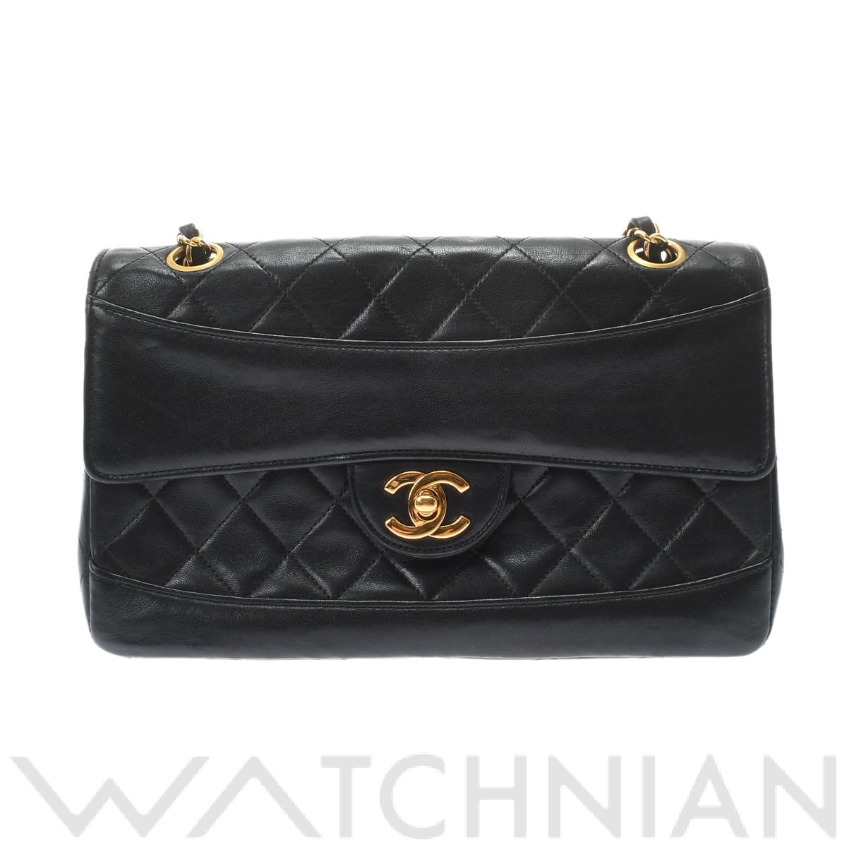 マトラッセ チェーンショルダー ブラック/ゴールド金具 ラムスキン CHANEL シャネル レディース 【中古】