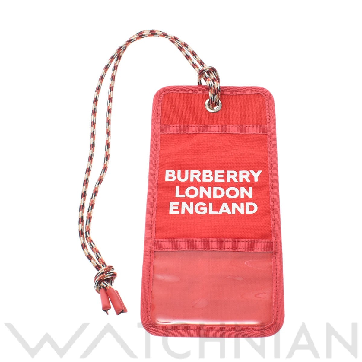 カードケースネックレス レッド ジャガードナイロン BURBERRY