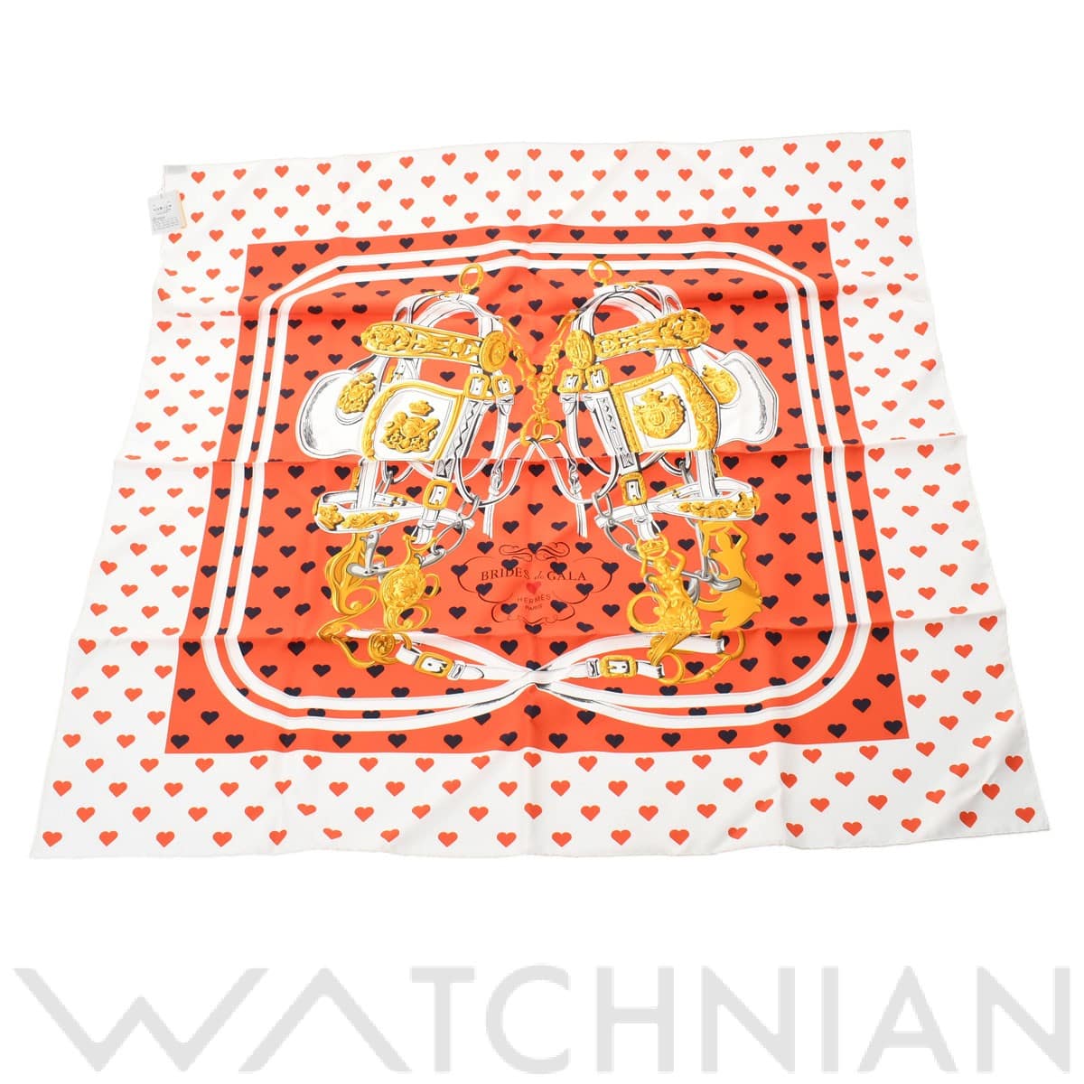 エルメス / HERMES カレ90 BIDES DE GARA LOVE ホワイト シルク100％ レディース 【未使用】【other】