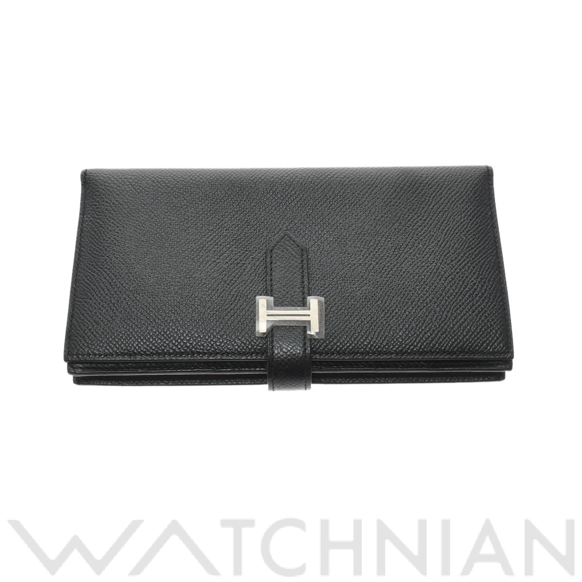 エルメス ベアンスフレ ブラック/パラジウム金具 ヴォーエプソン レディース 財布 【中古】【purse】