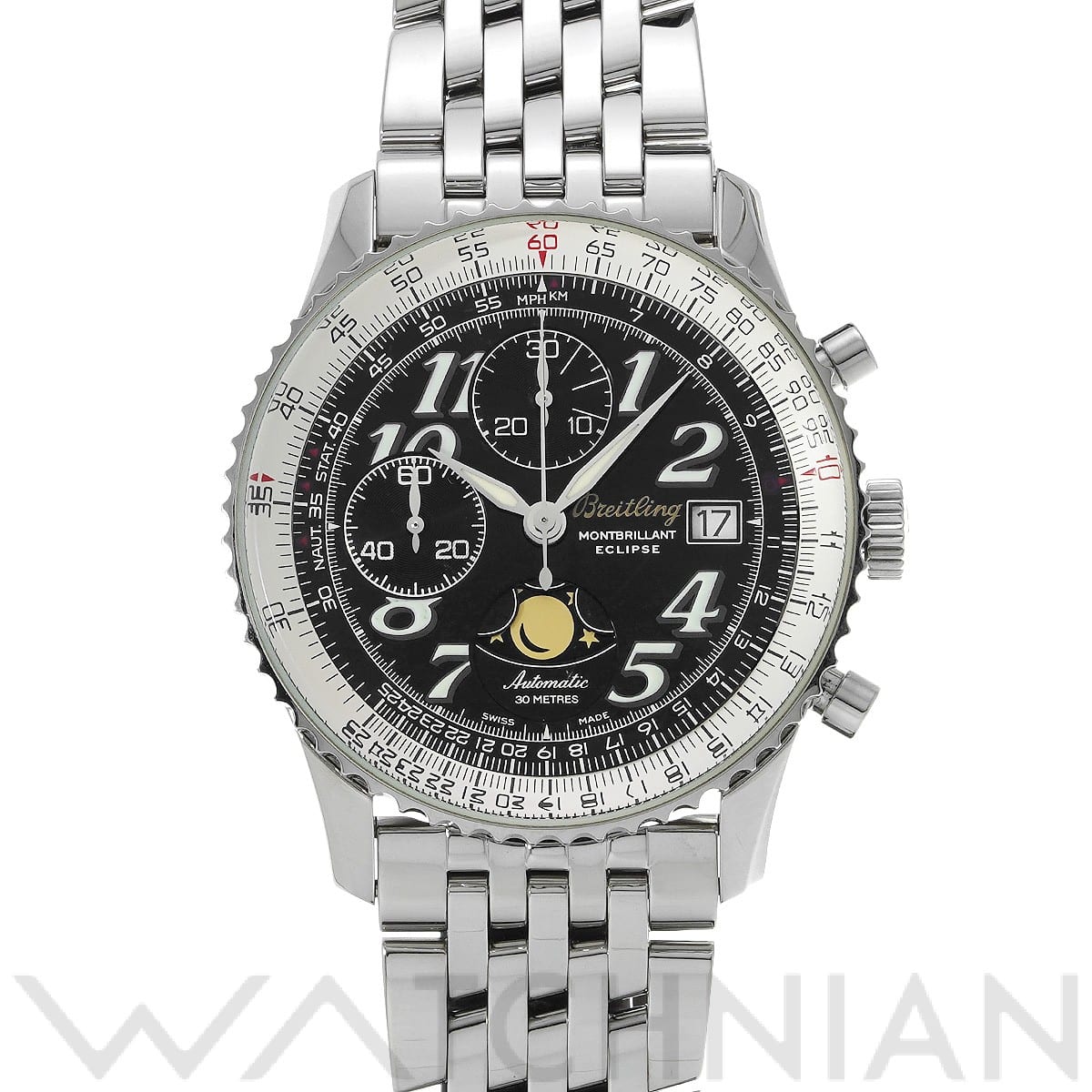 ブライトリング / BREITLING ナビタイマー モンブリラン エクリプス A433B25NP ブラック メンズ 時計 【中古】【wristwatch】