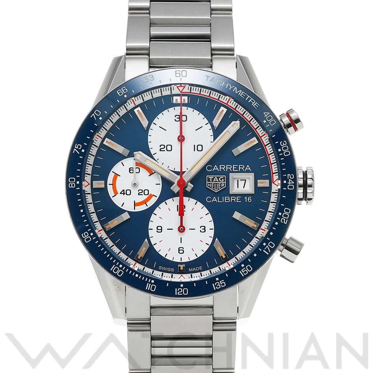 タグ ホイヤー / TAG HEUER カレラ キャリバー16 クロノグラフ CV201AR.BA0715 ブルー/ホワイト メンズ 時計 【中古】【wristwatch】