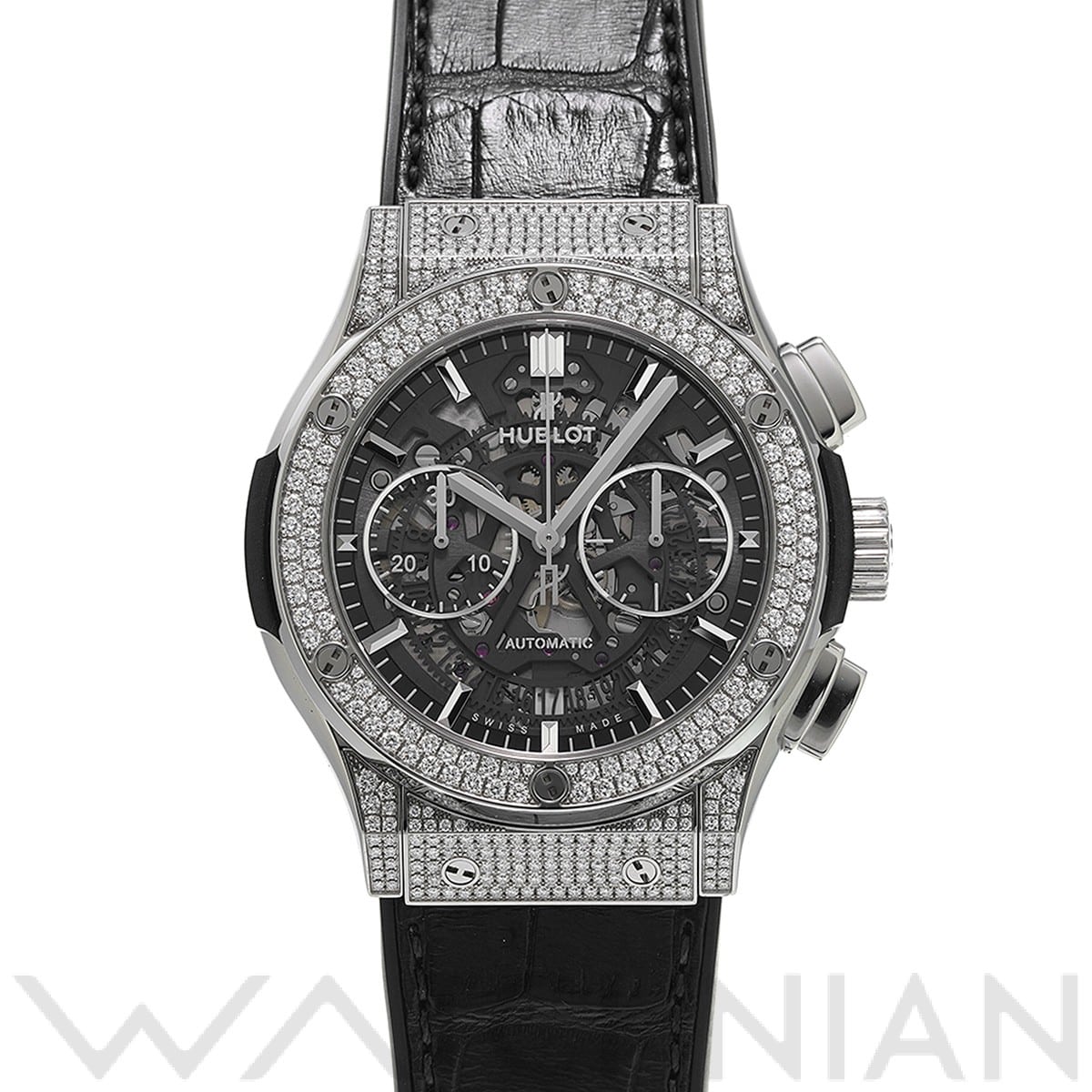 ウブロ クラシックフュージョン アエロフュージョン チタニウム パヴェ 525.NX.0170.LR.1704 スケルトン メンズ 時計 【中古】【wristwatch】