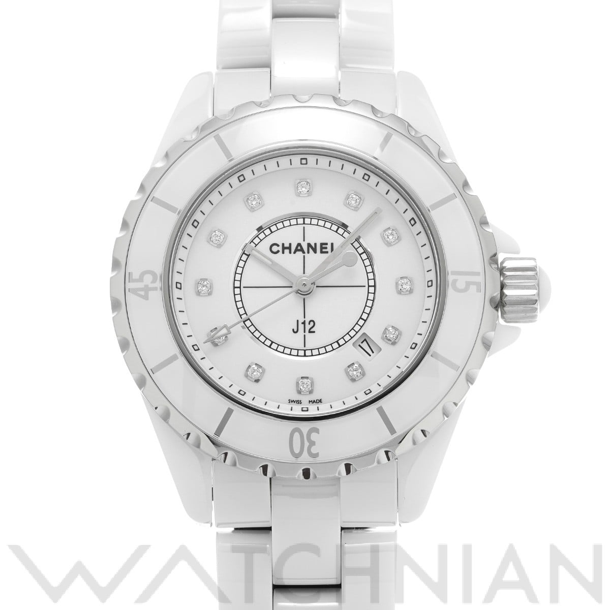シャネル / CHANEL J12 33MM H1628 ホワイト/ダイヤモンド レディース 時計 【中古】【wristwatch】