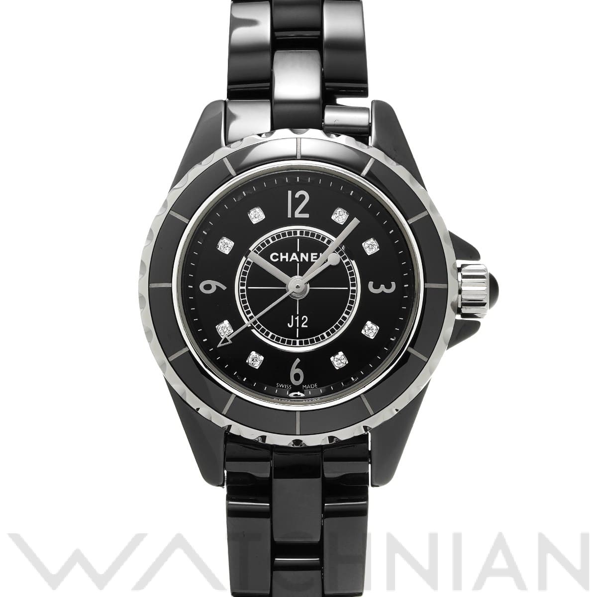 シャネル / CHANEL J12 29MM H2569 ブラックラッカー/ダイヤモンド レディース 時計 【中古】【wristwatch】