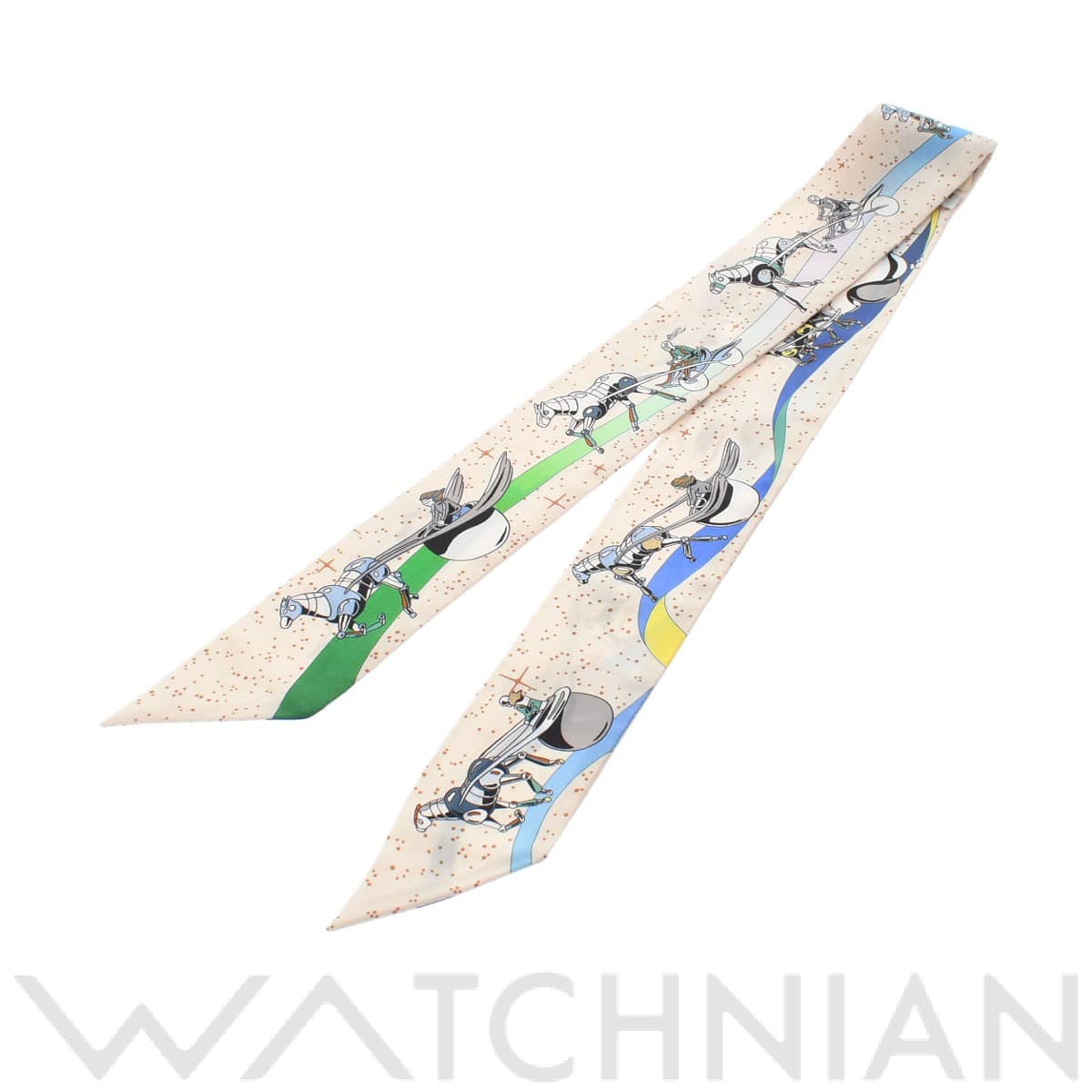 エルメス / HERMES ツイリー SPACE DERBY クレーム/ブルー/マルチカラー 063573S シルク100％ レディース 【新品】【other】