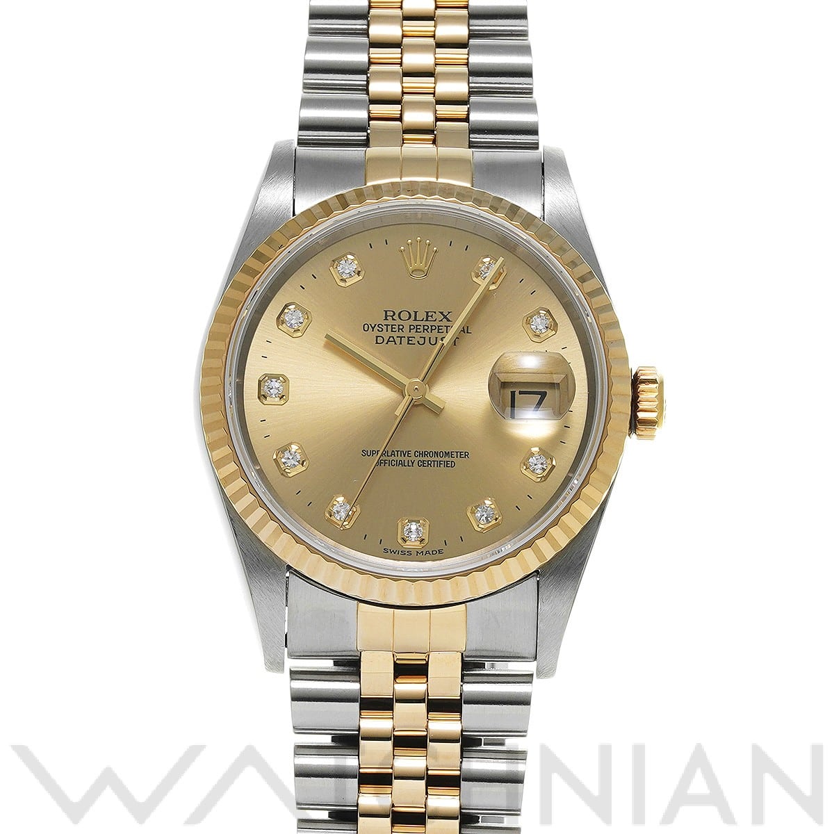 ロレックス デイトジャスト 16233G シャンパン/ダイヤモンド メンズ 時計 【中古】【wristwatch】