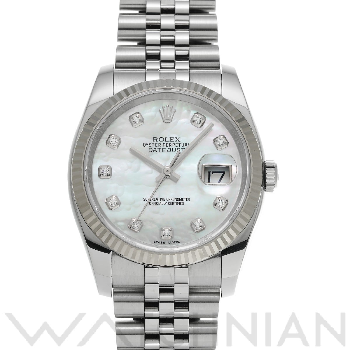 ロレックス デイトジャスト 36 116234NG ホワイトシェル/ダイヤモンド メンズ 時計 【中古】【wristwatch】