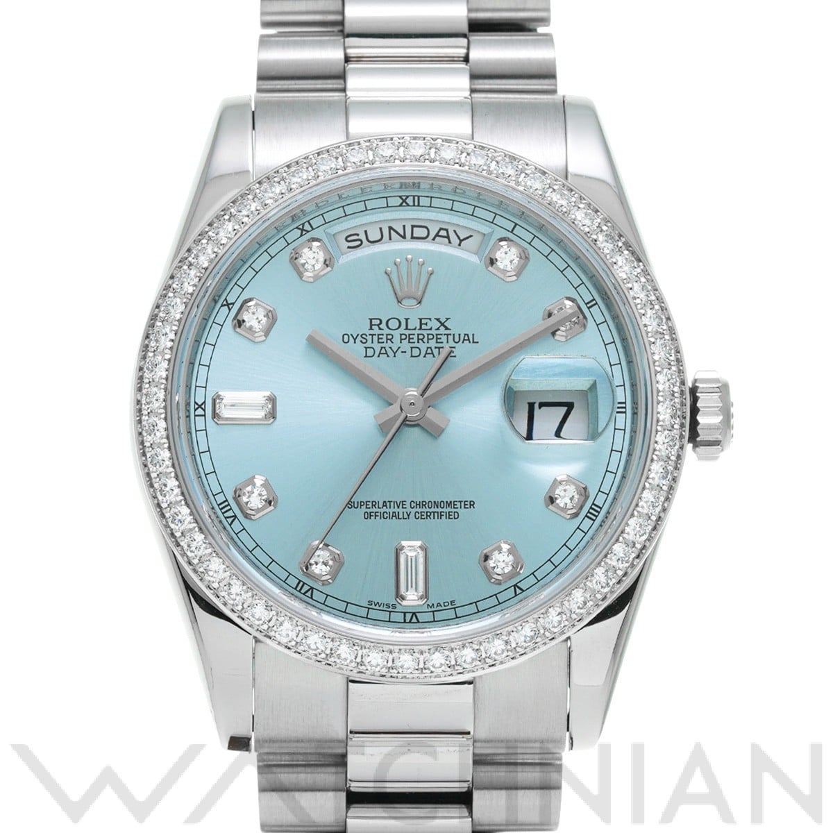 ロレックス デイデイト 36 118346A アイスブルー/ダイヤモンド メンズ 時計 【中古】【wristwatch】