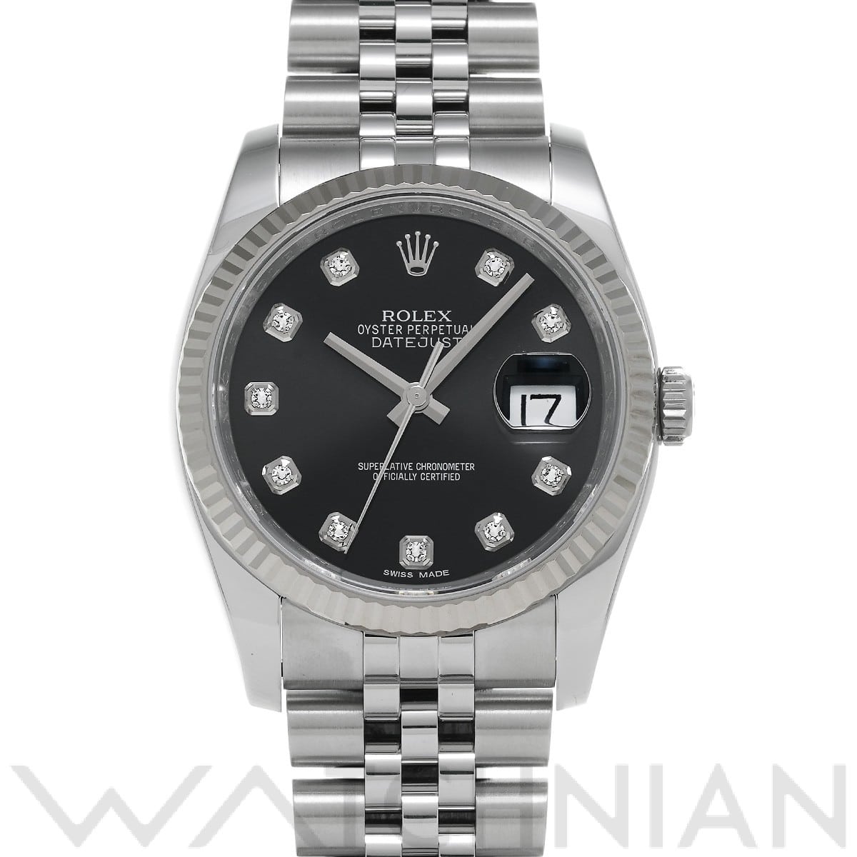 ロレックス デイトジャスト 36 116234G ブラック/ダイヤモンド メンズ 時計 【中古】【wristwatch】