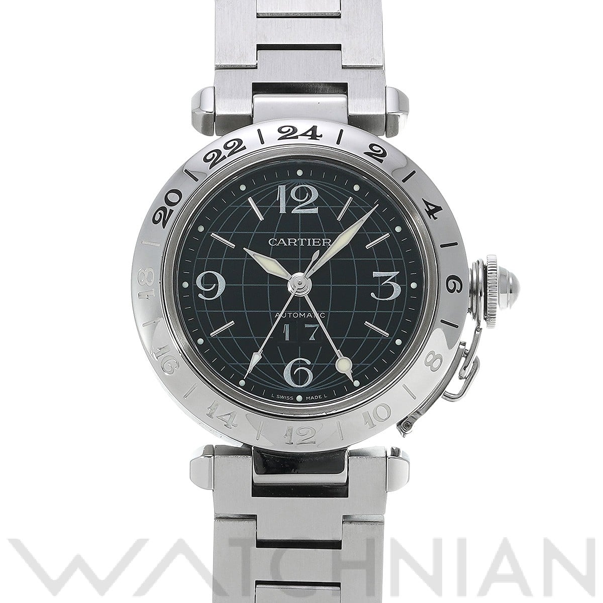 カルティエ / CARTIER パシャC メリディアン GMT W31049M7 ブラック ユニセックス 時計 【中古】【wristwatch】