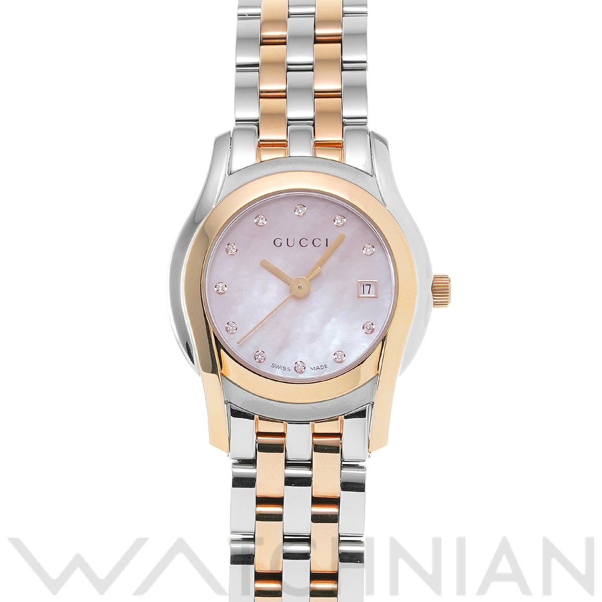 グッチ / GUCCI Gクラス YA055536 ピンクシェル/ダイヤモンド レディース 時計 【中古】【wristwatch】