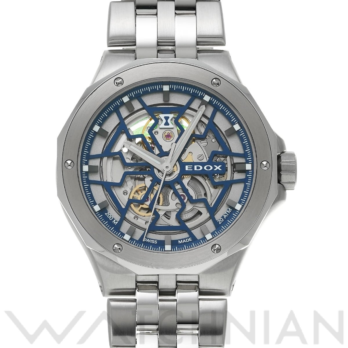 エドックス / EDOX デルフィン オリジナル メカノ オートマティック 85303-3M-BUIGB スケルトン メンズ 時計 【中古】【wristwatch】