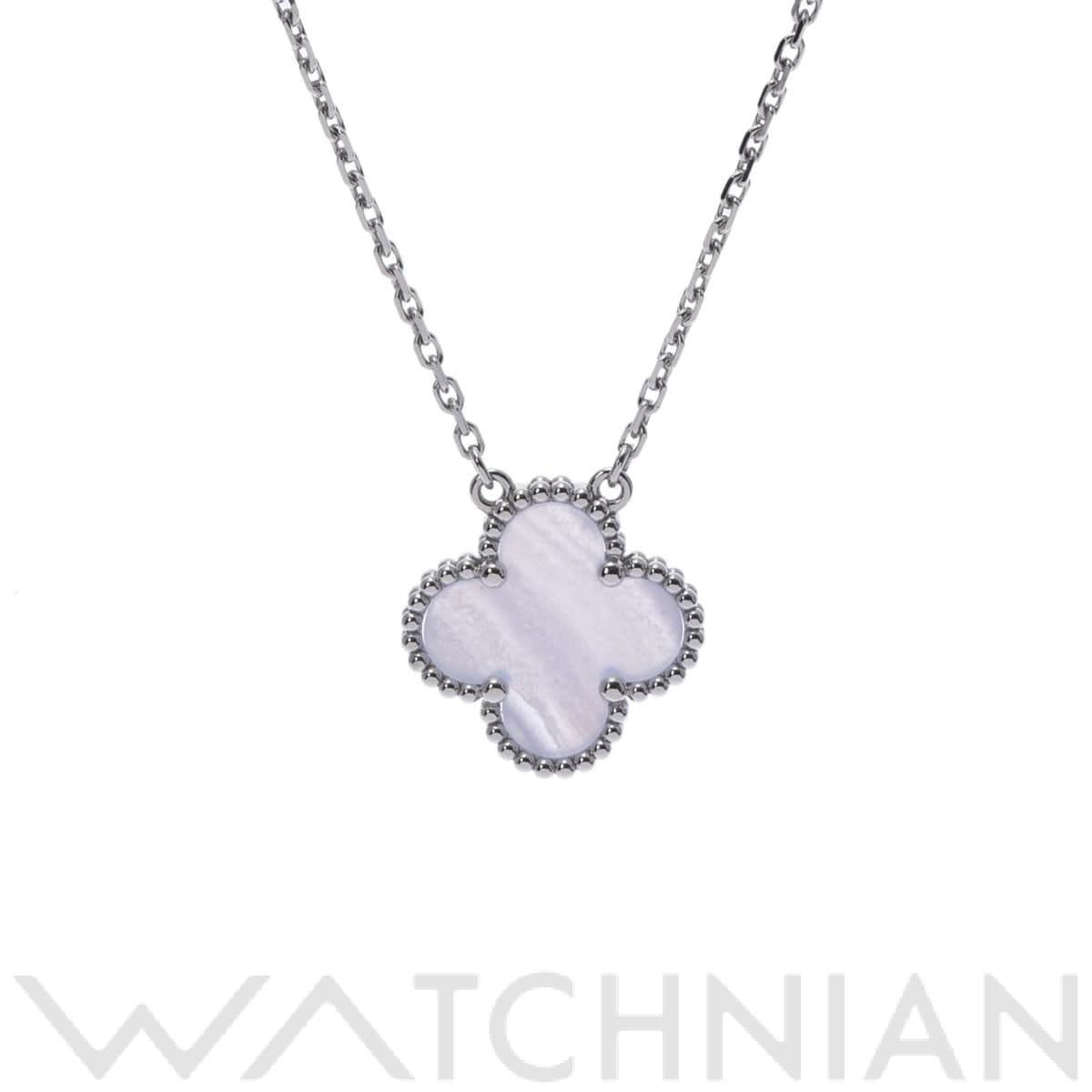 ヴァン クリーフ&アーペル ヴィンテージアルハンブラ カルセドニー シルバー VCARD34900 K18ホワイトゴールド WG レディース ジュエリー 【中古】【jewelry】