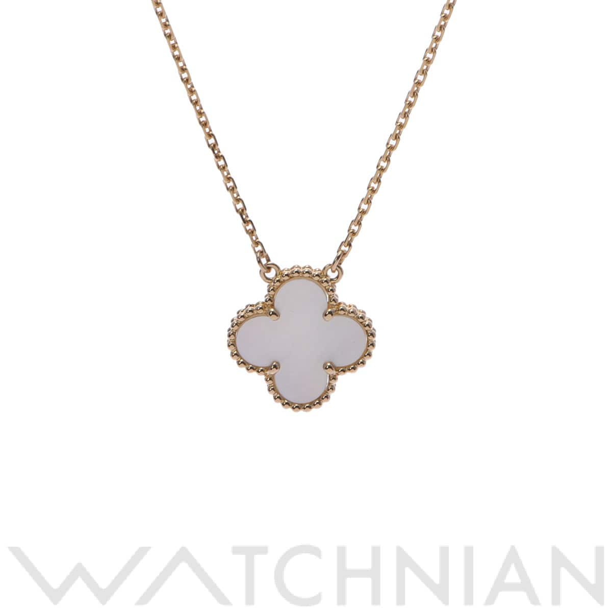 ヴァン クリーフ&アーペル ヴィンテージアルハンブラネックレス 白シェル ゴールド K18イエローゴールド YG レディース ジュエリー 【中古】【jewelry】