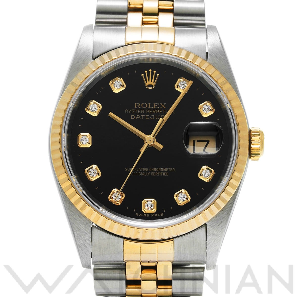 ロレックス デイトジャスト 16233G ブラック/ダイヤモンド メンズ 時計 【中古】【wristwatch】