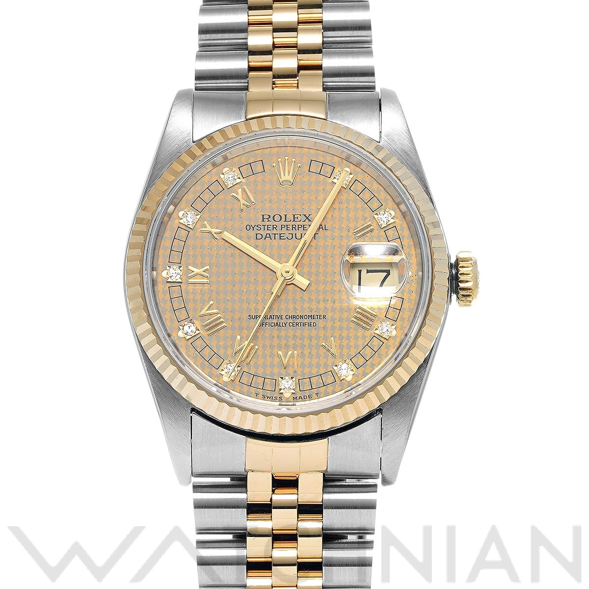 ロレックス デイトジャスト 16233G シャンパンハウンズトゥース/ダイヤモンド メンズ 時計 【中古】【wristwatch】