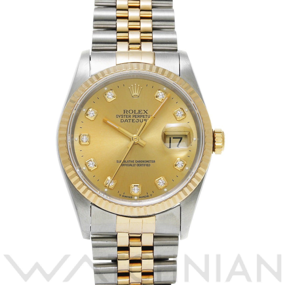 ロレックス デイトジャスト 16233G シャンパン/ダイヤモンド メンズ 時計 【中古】【wristwatch】