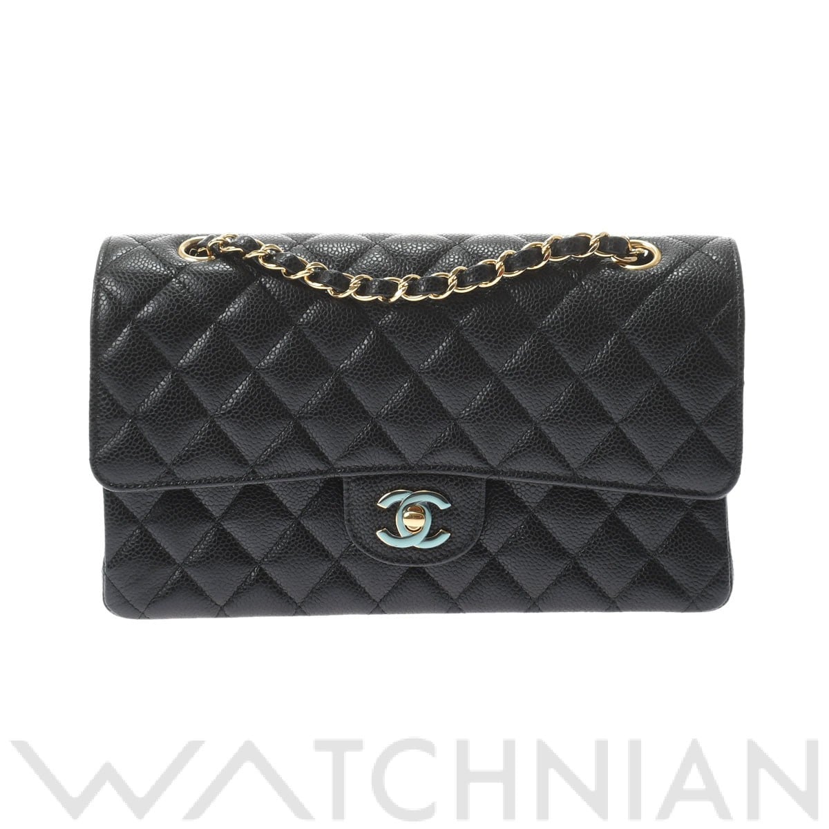 シャネル / CHANEL マトラッセ WフラップWチェーンショルダー 25 ブラック/ゴールド金具 A01112 キャビアスキン レディース バッグ 【中古】【bag】