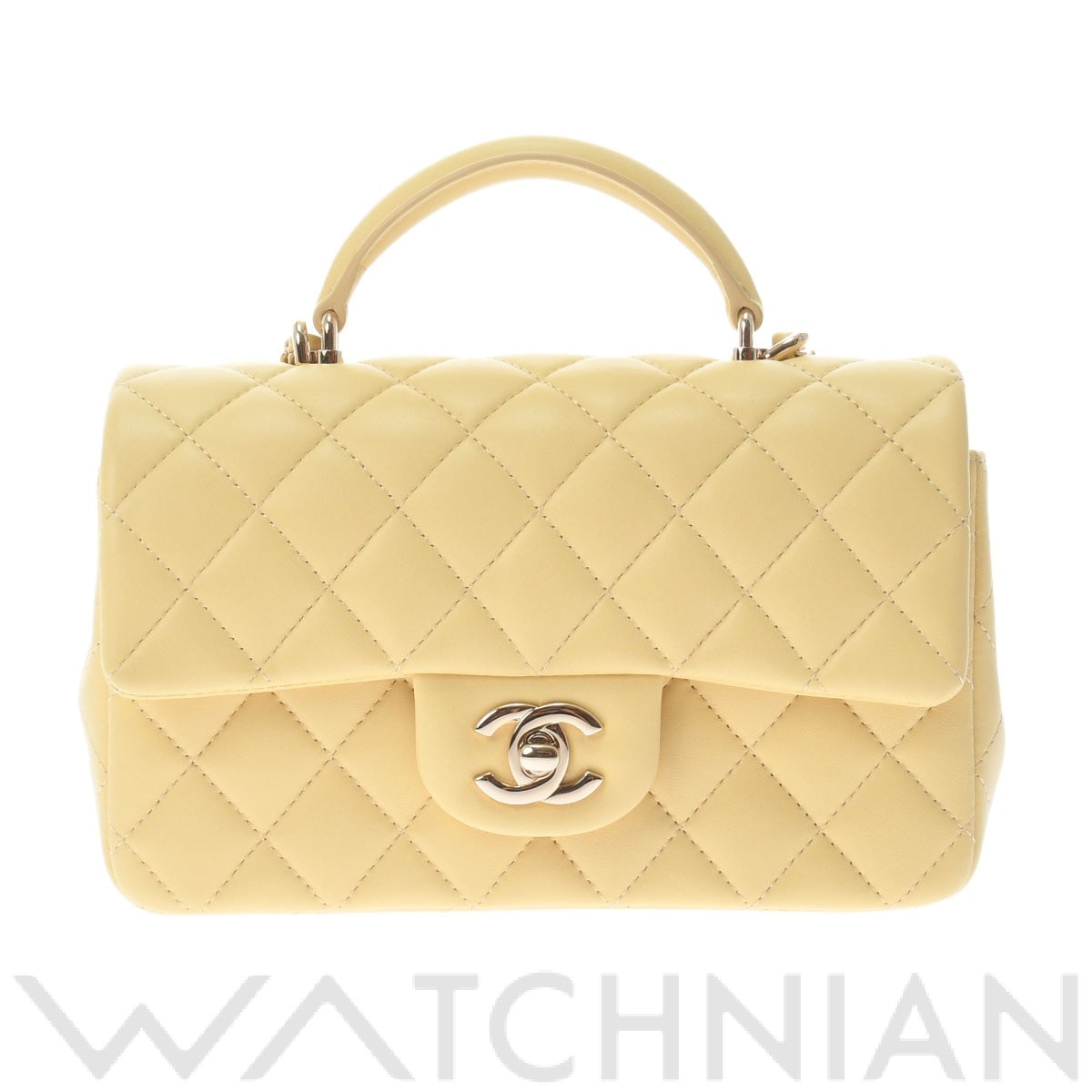 シャネル / CHANEL マトラッセ トップハンドル フラップバッグ イエロー/ゴールド金具 AS2431 ラムスキン レディース バッグ 【未使用】【bag】