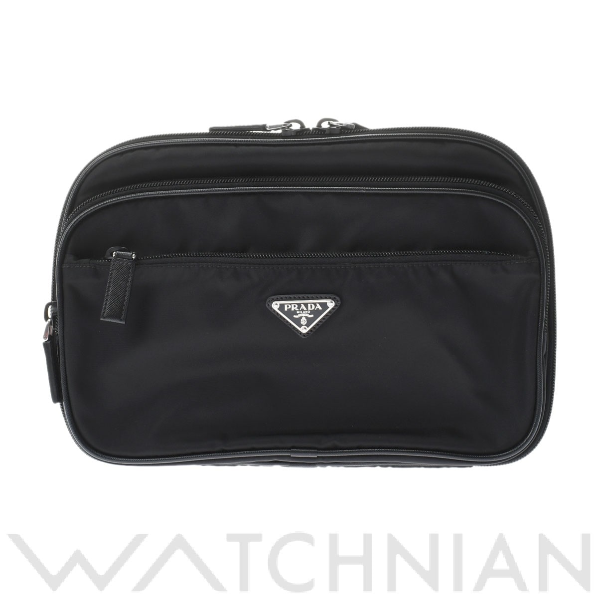 プラダ バニティバッグ ブラック/シルバー金具 VA0409 ナイロン レディース バッグ 【中古】【bag】