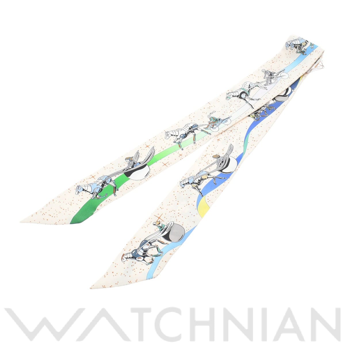 エルメス / HERMES ツイリー SPACE DERBY クレーム/ブルー/マルチカラー 063573S シルク100％ レディース 【新品】【other】