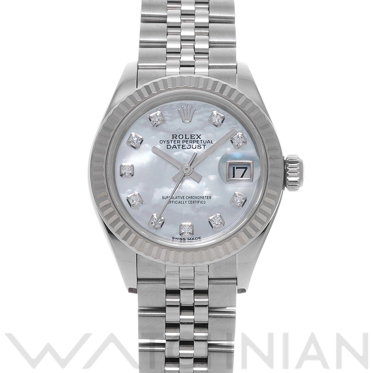 ロレックス レディ デイトジャスト 28 279174NG ホワイトシェル/ダイヤモンド レディース 時計 【中古】【wristwatch】