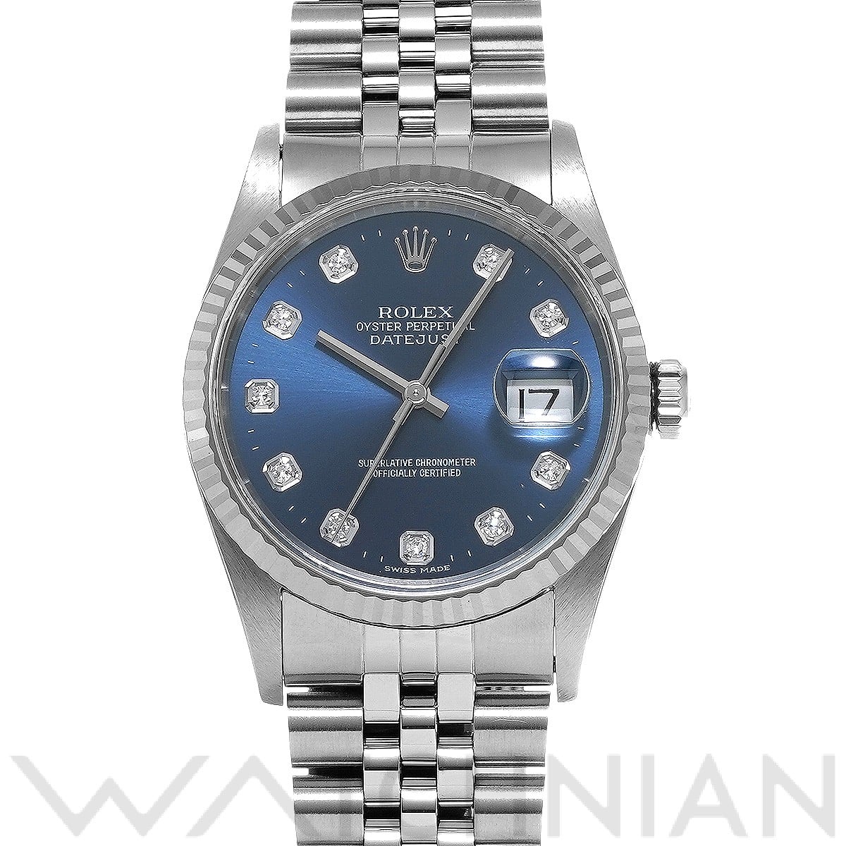 ロレックス デイトジャスト 16234G ブルー/ダイヤモンド メンズ 時計 【中古】【wristwatch】