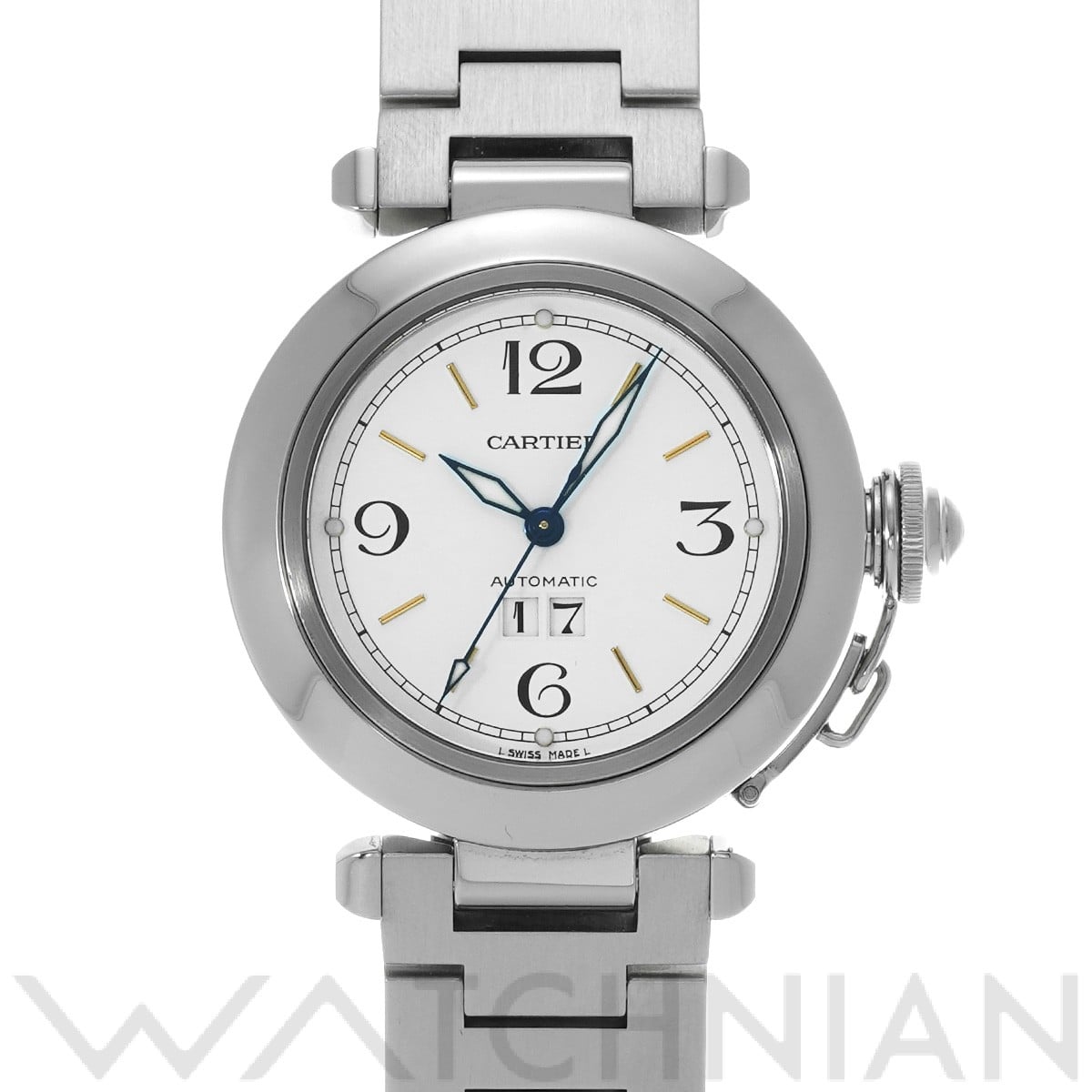 カルティエ / CARTIER パシャC ビッグデイト W31044M7 ホワイト ユニセックス 時計 【中古】【wristwatch】