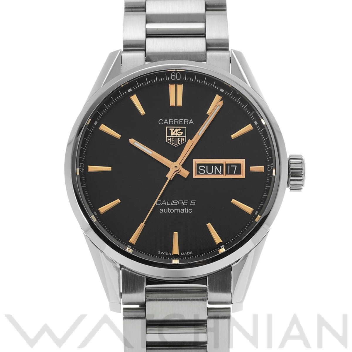 タグ ホイヤー / TAG HEUER カレラ キャリバー5 デイデイト WAR201C.BA0723 ブラック メンズ 時計 【中古】【wristwatch】