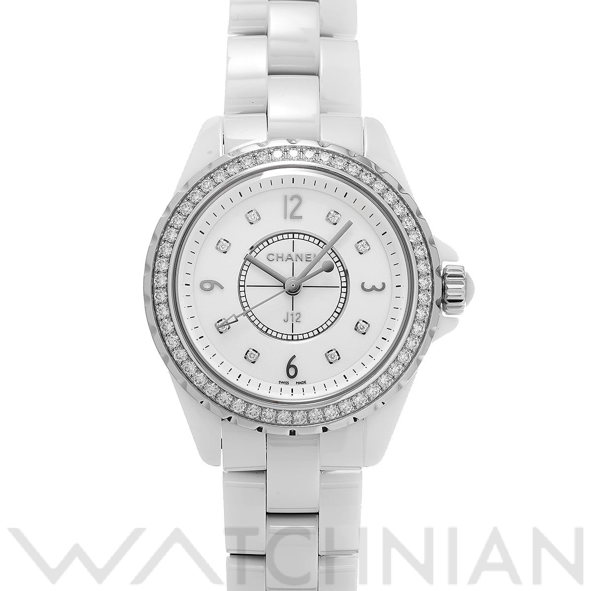 シャネル / CHANEL J12 33MM H3110 ホワイト/ダイヤモンド レディース 時計 【中古】【wristwatch】
