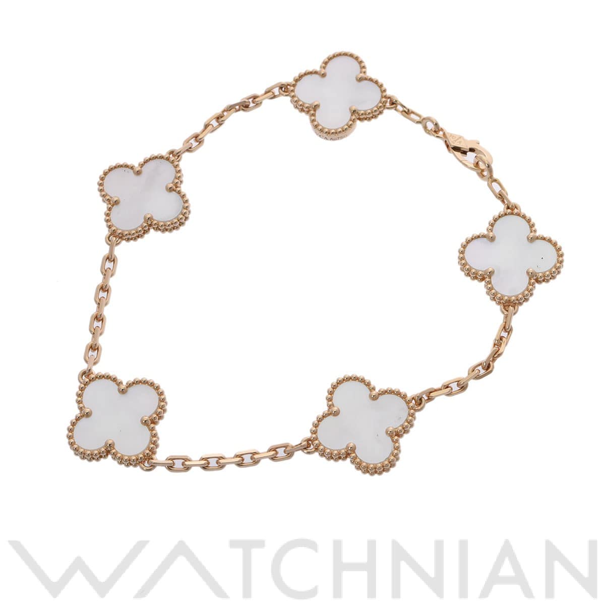 ヴァン クリーフ&アーペル ヴィンテージアルハンブラ ブレスレット 5P ゴールド VCARA41800 K18イエローゴールド YG/ホワイトシェル レディース ジュエリー 【中古】【jewelry】