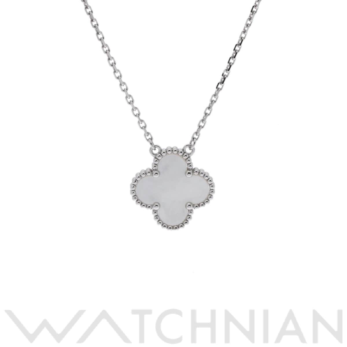 ヴァン クリーフ&アーペル ヴィンテージアルハンブラ ネックレス シルバー K18ホワイトゴールド WG/ホワイトシェル レディース ジュエリー 【中古】【jewelry】