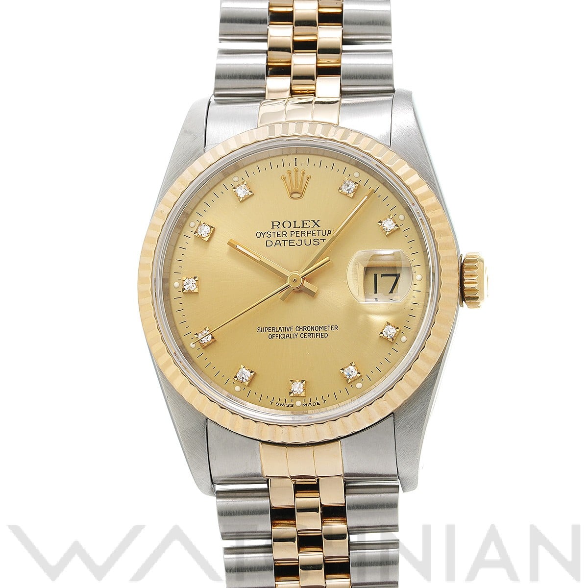 ロレックス デイトジャスト 16233G シャンパン/ダイヤモンド メンズ 時計 【中古】【wristwatch】