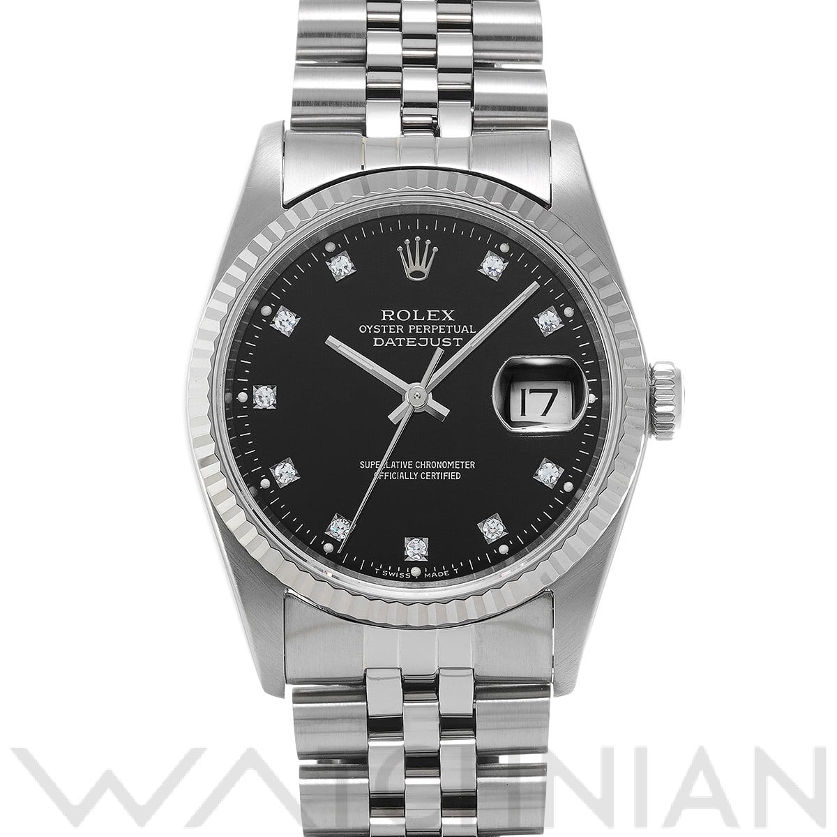 ロレックス デイトジャスト 16234G ブラック/ダイヤモンド メンズ 時計 【中古】【wristwatch】