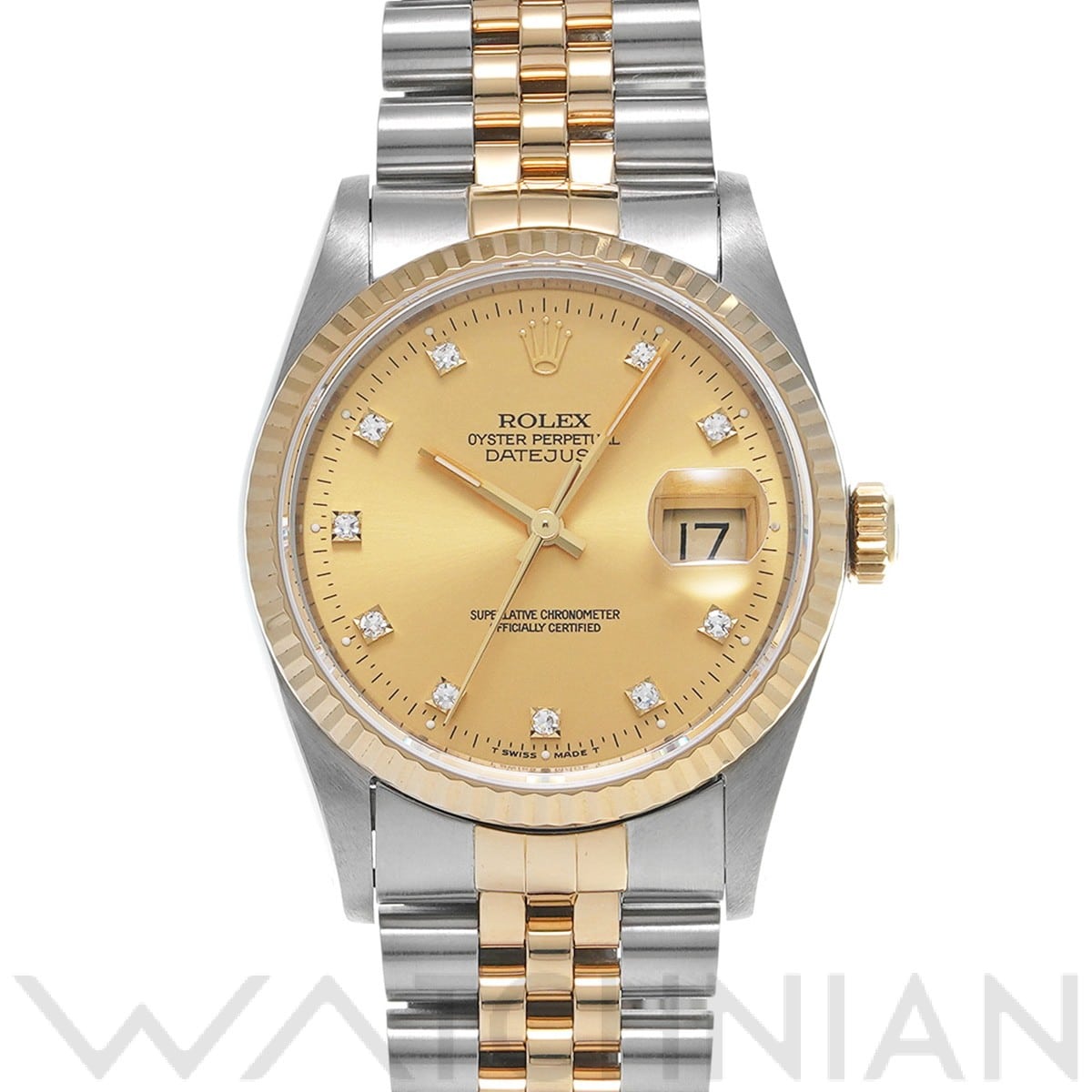 ロレックス デイトジャスト 16233G シャンパン/ダイヤモンド メンズ 時計 【中古】【wristwatch】