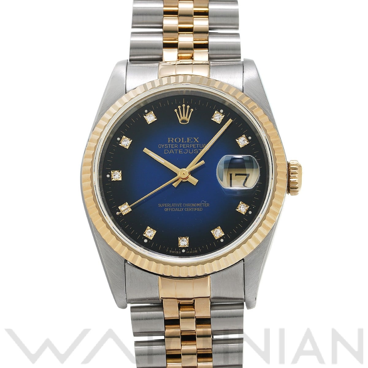 ロレックス デイトジャスト  16233G ブルー・グラデーション/ダイヤモンド メンズ 時計 【中古】【wristwatch】